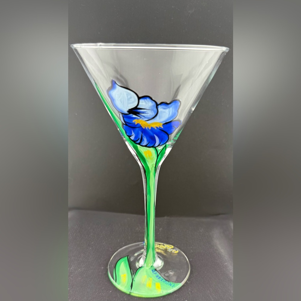 "Magellan Iris" collection artist Debbie Arbizzani Hand-painted blue iris. - Picture 3 of 13